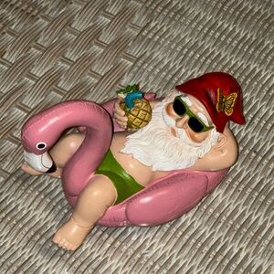 Pink Flamingo Pool Float Gnome Figurine